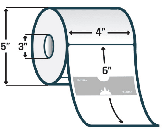 Etiqueta, Couche, 4x6in (101.6x152.4mm); Núcleo TT, Z-Perform 1500T, Revestido, Adesivo Permanente, Núcleo 3in (76,2mm), RFID, 200/rolo.